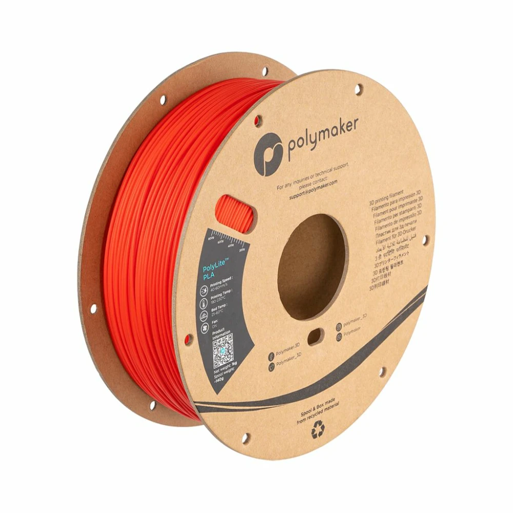 Filamento Cable Plastico POLYMAKER POLYLITE PLA (1KG/1.75MM) RED
