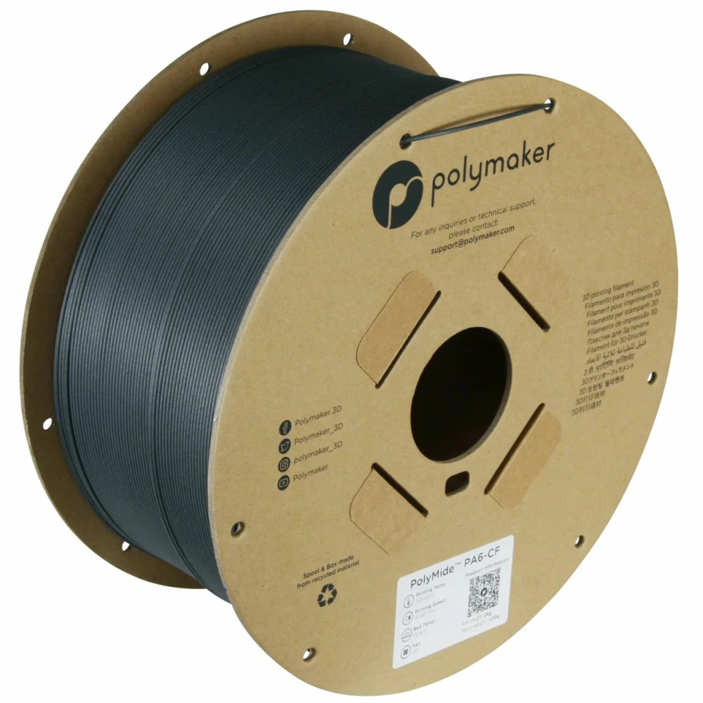Filamento Cable Plastico POLYMAKER POLYMIDE PA6-CF (2KG/1.75MM) BLACK