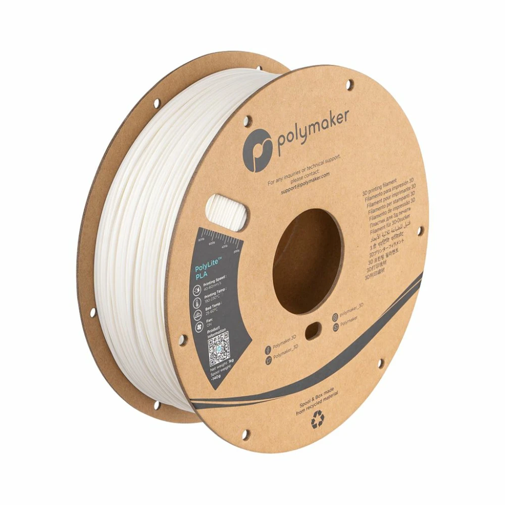 Filamento Cable Plastico POLYMAKER POLYLITE PLA (1KG/1.75MM) WHITE