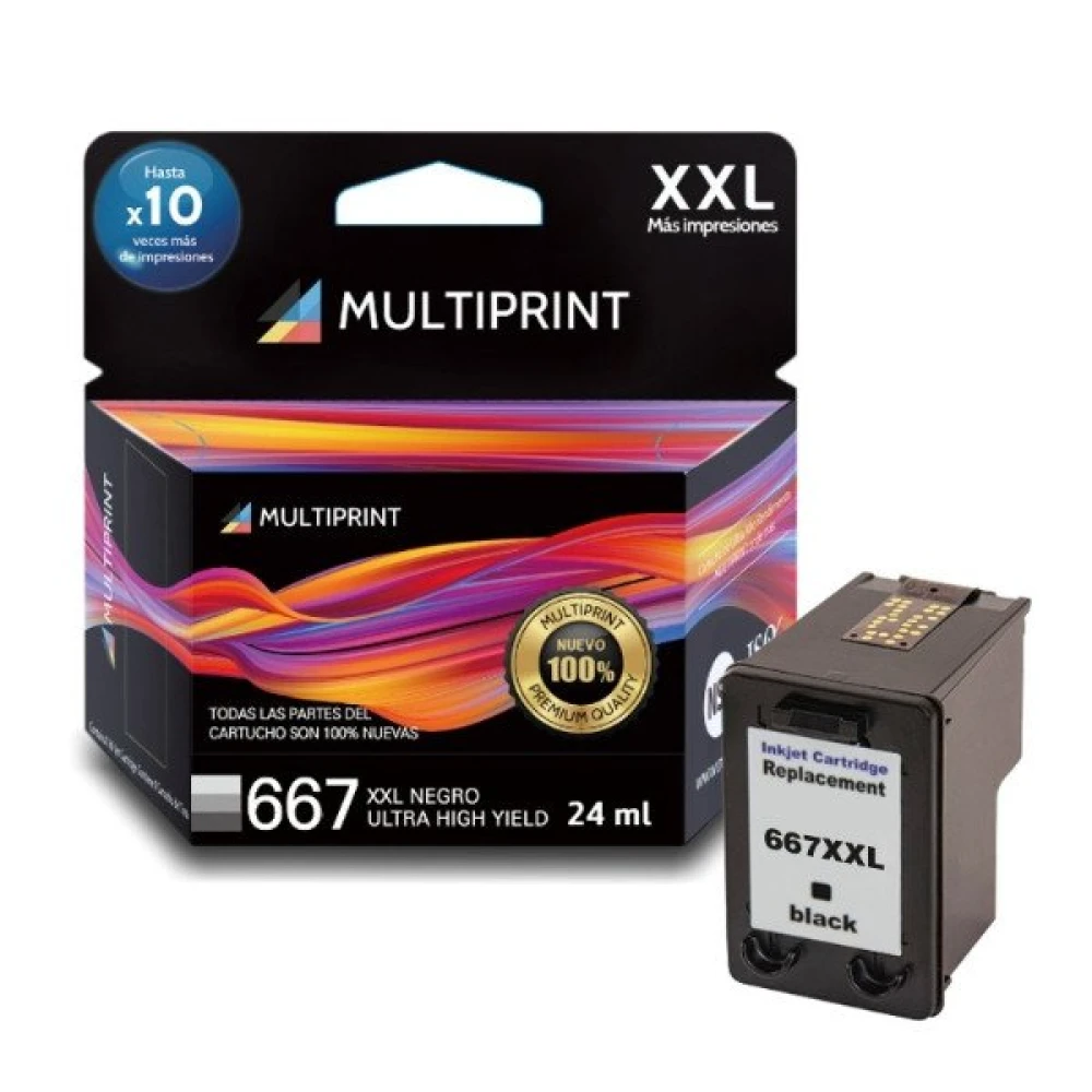 CARTUCHO MULTIPRINT HP 667XXL NEGRO 24ML HC-Q667B