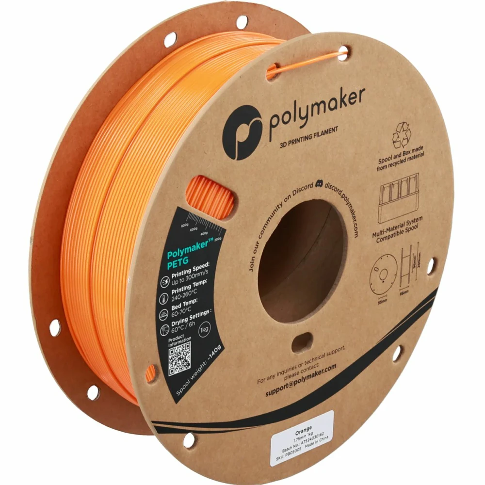 Filamento Cable Plastico POLYMAKER PETG (1KG/1.75MM) ORANGE