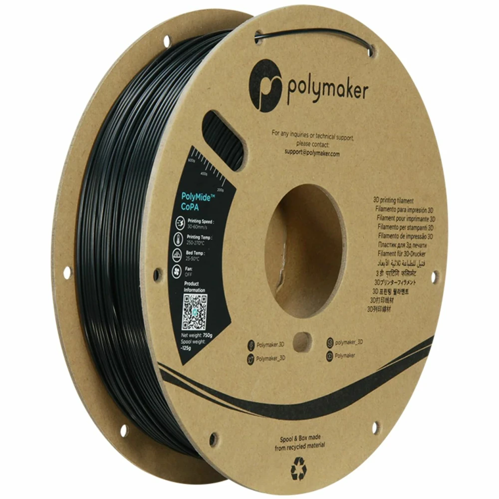 Filamento Cable Plastico POLYMAKER POLYMIDE COPA (0,75KG/1.75MM) BLACK