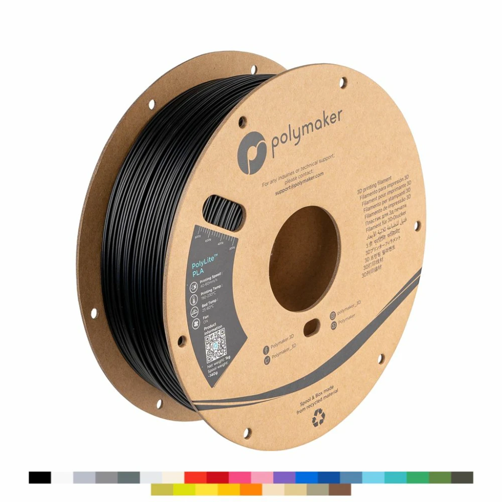 Filamento Cable Plastico POLYMAKER POLYLITE PLA (1KG/1.75MM) BLACK