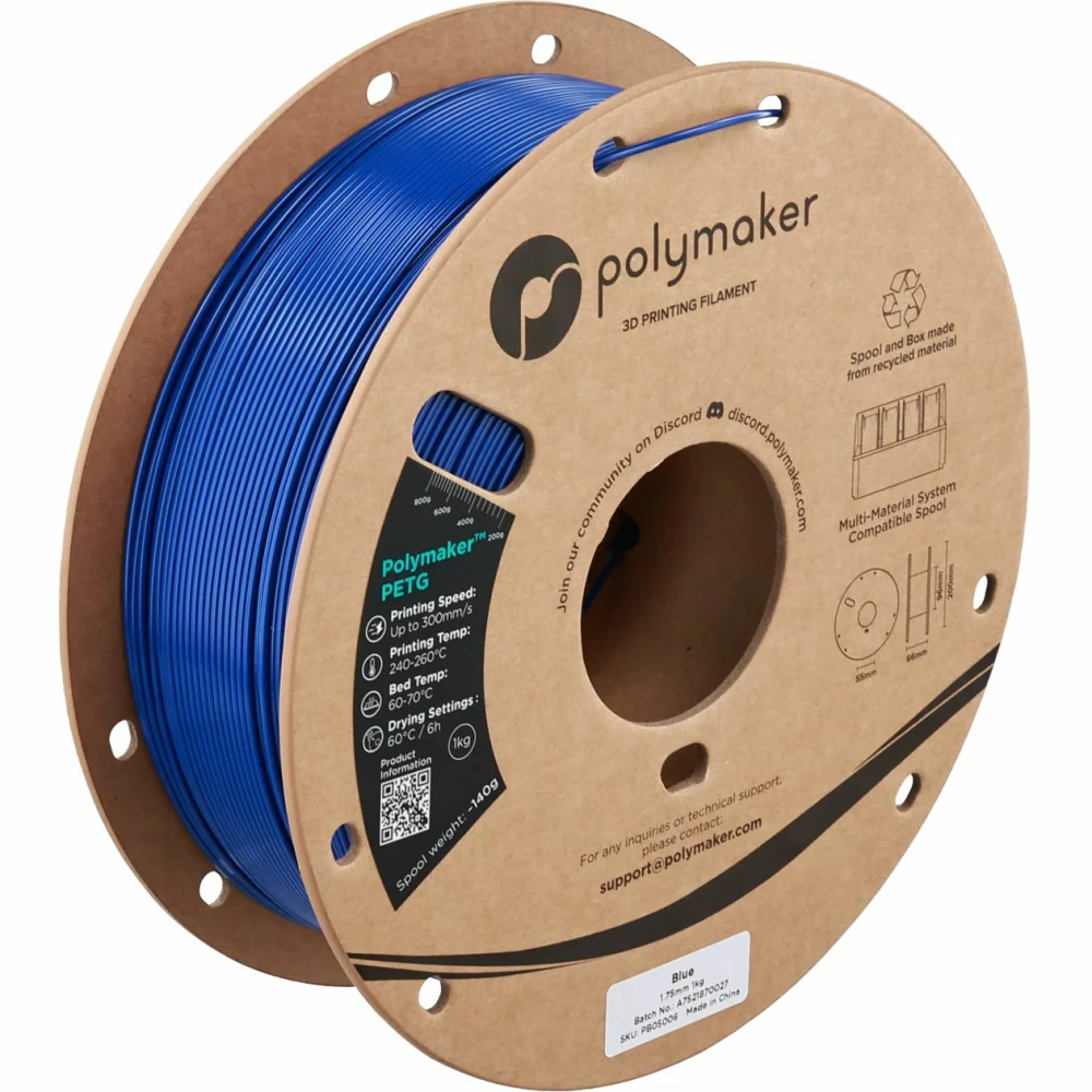 Filamento Cable Plastico POLYMAKER PETG (1KG/1.75MM) BLUE