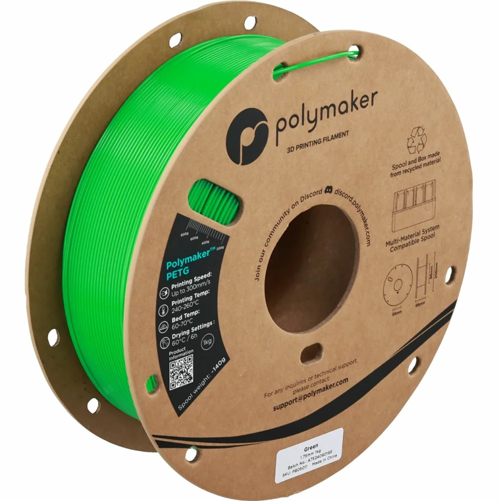 Filamento Cable Plastico POLYMAKER PETG (1KG/1.75MM) GREEN