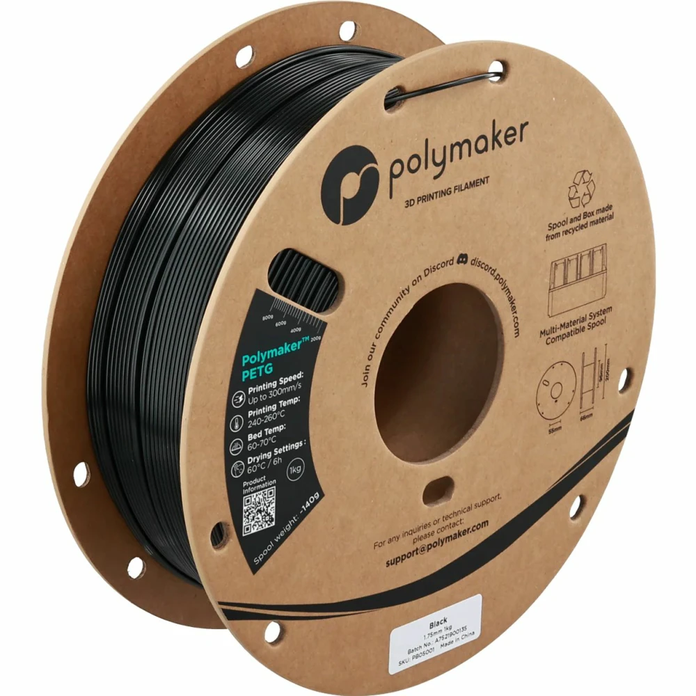Filamento Cable Plastico POLYMAKER PETG (1KG/1.75MM) BLACK